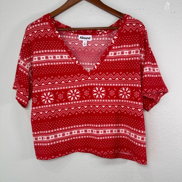 Abound Red Patterned Women's Pajama Set Size M - Picture 1 of 5